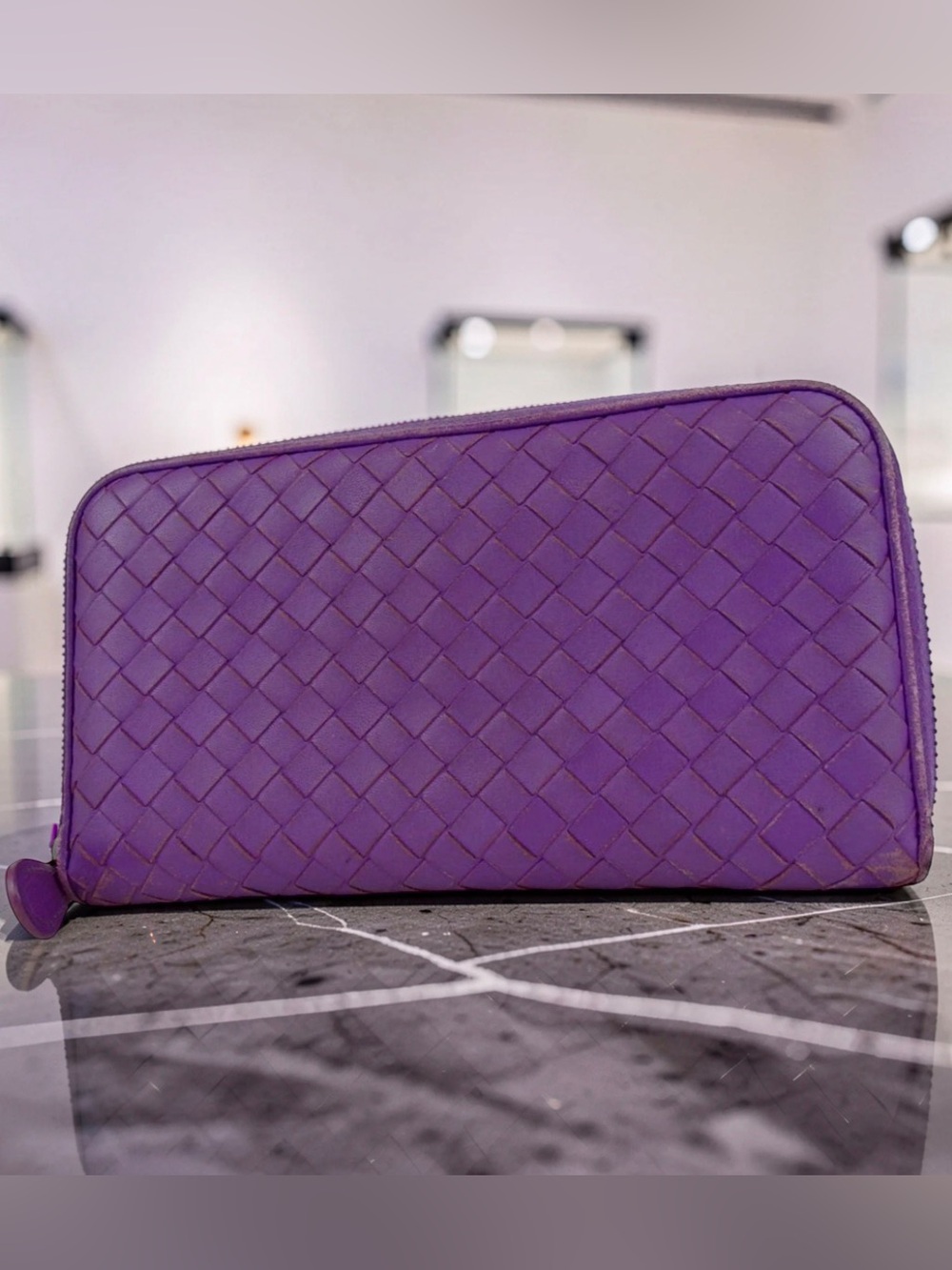 Bottega Veneta Intrecciato Leather Zip Around Wallet 💜